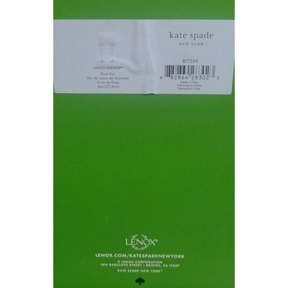 NIB - Kate Spade Lenox Crystal Grace Avenue 2-Piece Champagne Flute Set - Picture 7 of 7